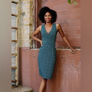 Mata Traders Organic Cotton Spandex Dotted Print Surplice Delia Wrap Midi Dress